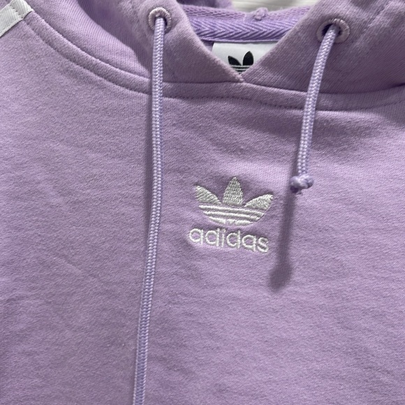 Adidas purple cropped sweatshirt hoodie - Picture 3 of 4